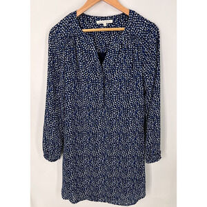 Daniel Rainn Hearts Print Shift Dress Long Sleeve Fully Lined Blue Women's Small